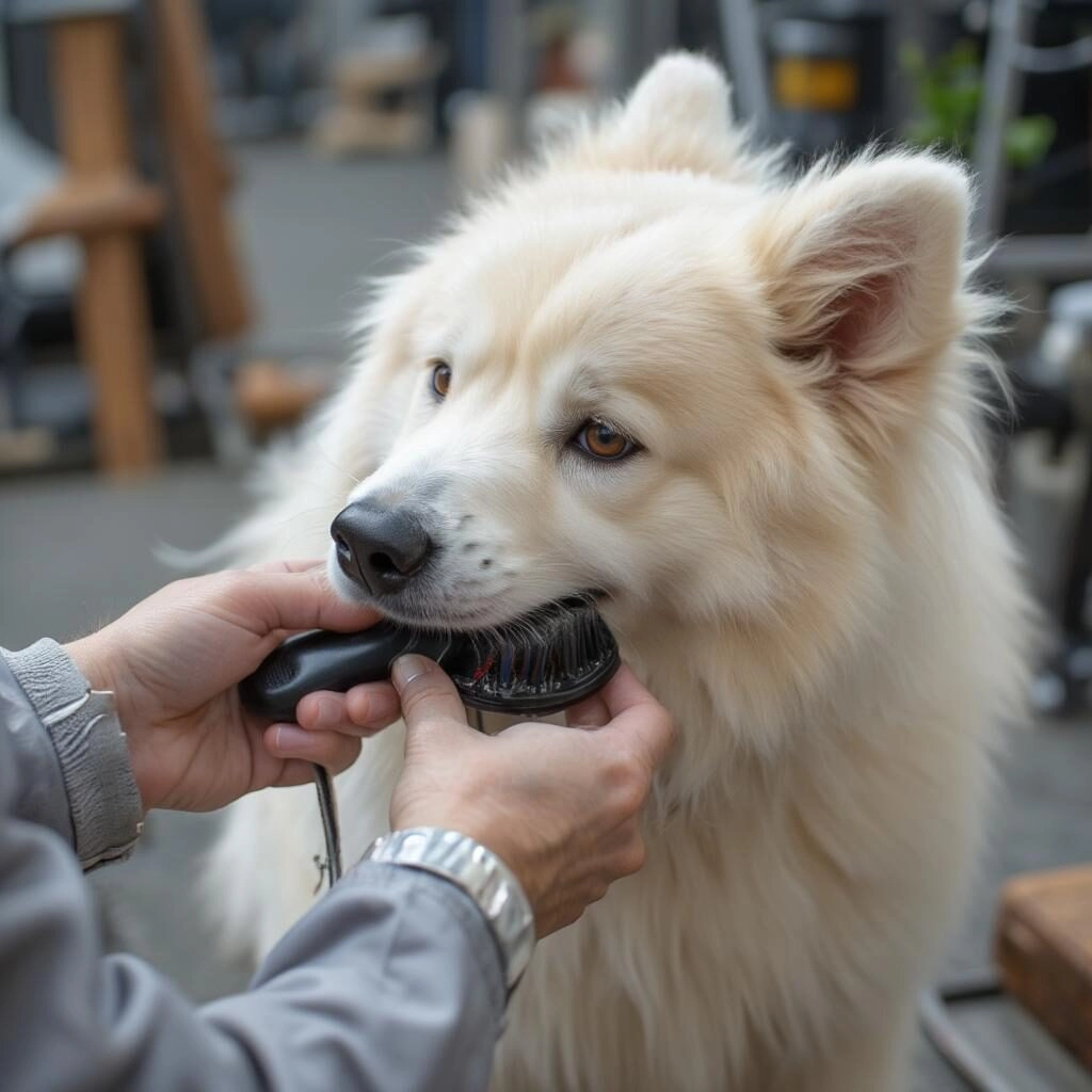Chải chuốt chó Samoyed thay vì cạo lông