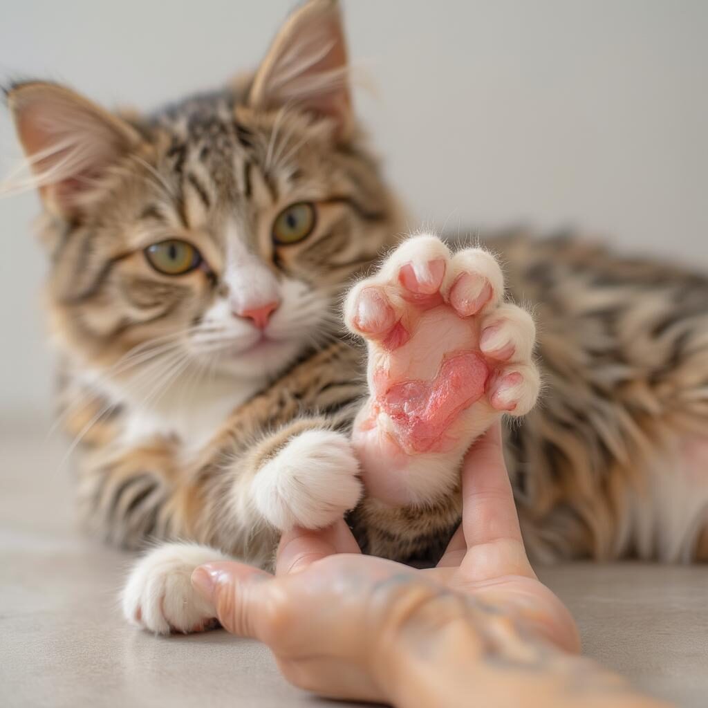 Mèo bị sưng chân khi bị thương