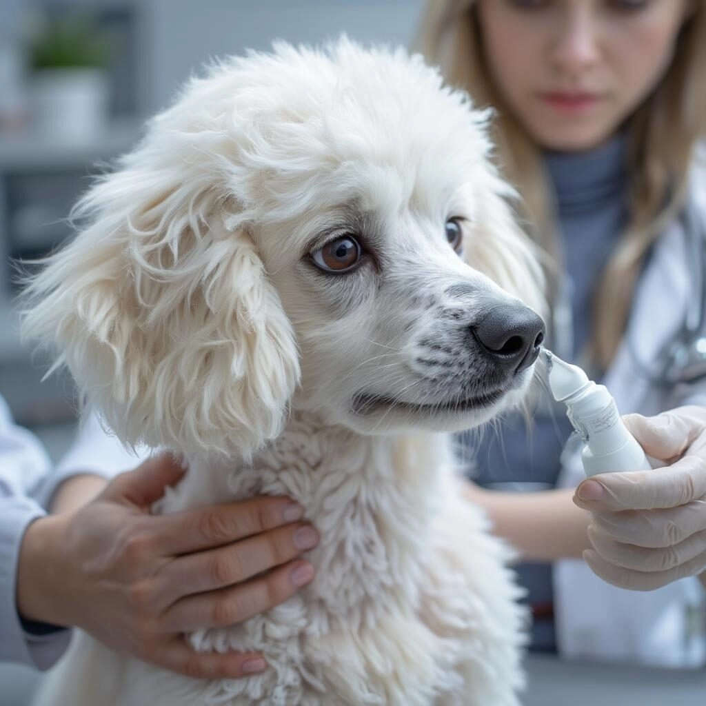 Cách trị ve chó Poodle bằng thuốc nhỏ gáy